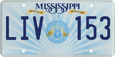 MS license plate LIV153