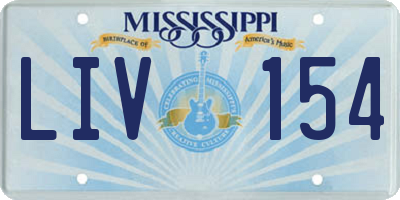 MS license plate LIV154
