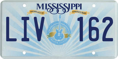 MS license plate LIV162