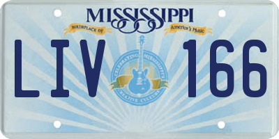 MS license plate LIV166