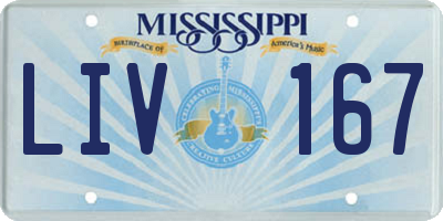 MS license plate LIV167