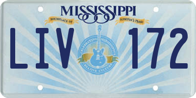 MS license plate LIV172