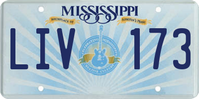 MS license plate LIV173