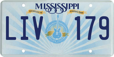 MS license plate LIV179