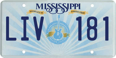 MS license plate LIV181