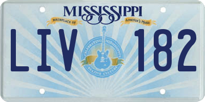MS license plate LIV182