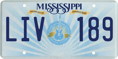 MS license plate LIV189