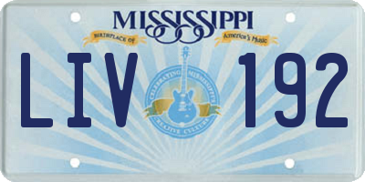MS license plate LIV192