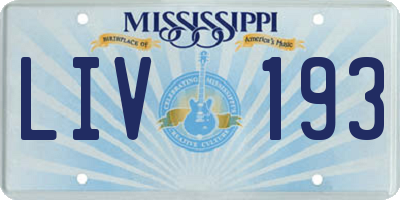 MS license plate LIV193