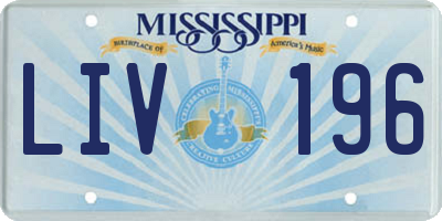 MS license plate LIV196