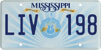 MS license plate LIV198
