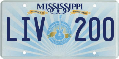 MS license plate LIV200