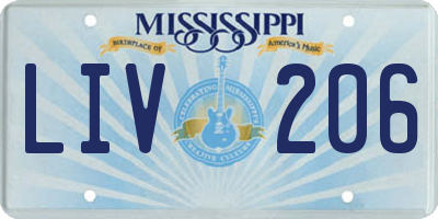 MS license plate LIV206