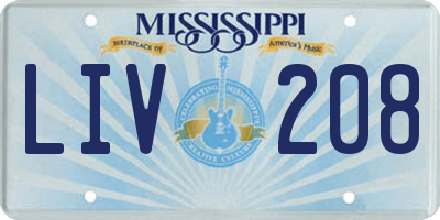 MS license plate LIV208