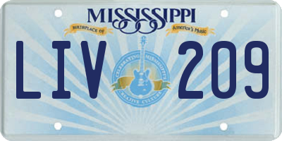 MS license plate LIV209