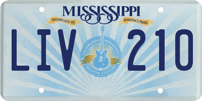 MS license plate LIV210