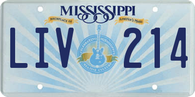 MS license plate LIV214
