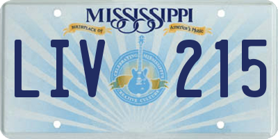 MS license plate LIV215