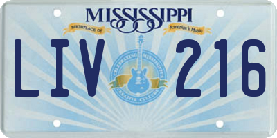 MS license plate LIV216