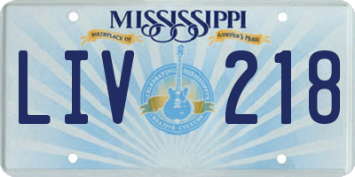 MS license plate LIV218