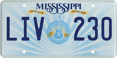 MS license plate LIV230