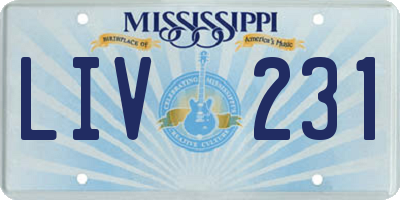 MS license plate LIV231