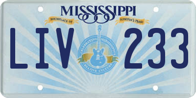 MS license plate LIV233