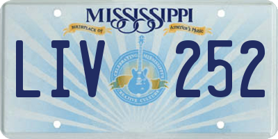 MS license plate LIV252
