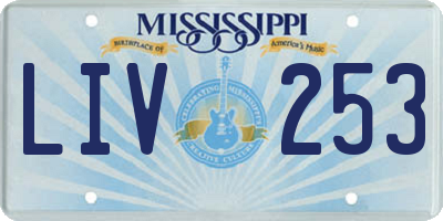 MS license plate LIV253
