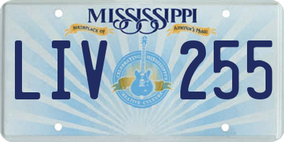 MS license plate LIV255