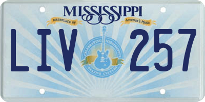MS license plate LIV257