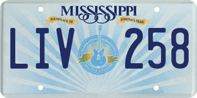MS license plate LIV258