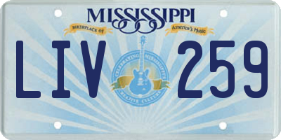 MS license plate LIV259