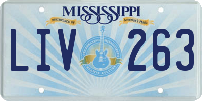 MS license plate LIV263