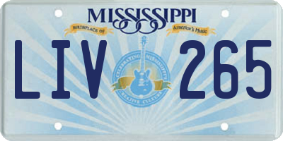 MS license plate LIV265