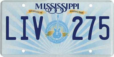 MS license plate LIV275