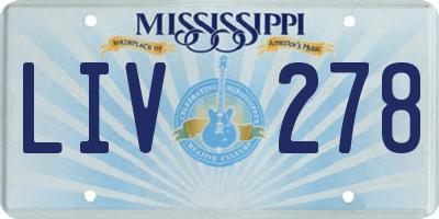 MS license plate LIV278