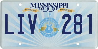MS license plate LIV281