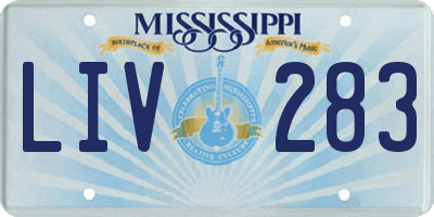 MS license plate LIV283