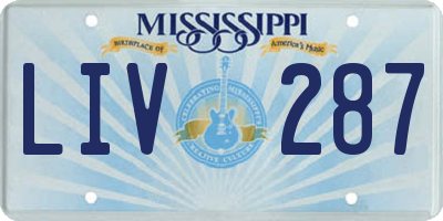 MS license plate LIV287