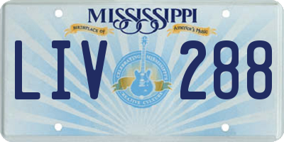 MS license plate LIV288