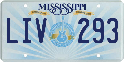 MS license plate LIV293