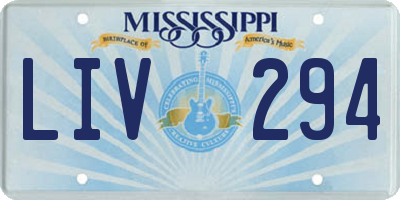 MS license plate LIV294