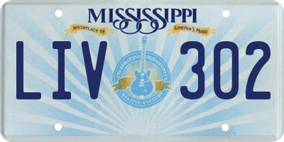 MS license plate LIV302
