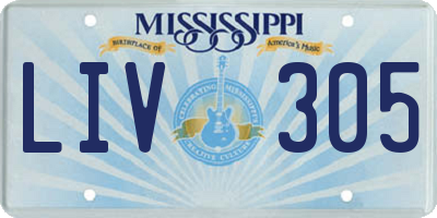 MS license plate LIV305
