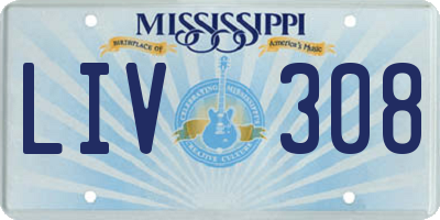 MS license plate LIV308