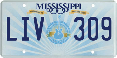MS license plate LIV309