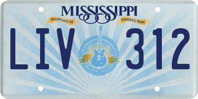 MS license plate LIV312