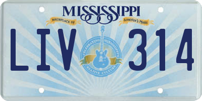 MS license plate LIV314