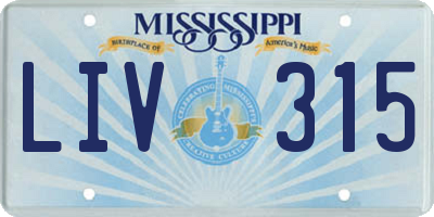 MS license plate LIV315